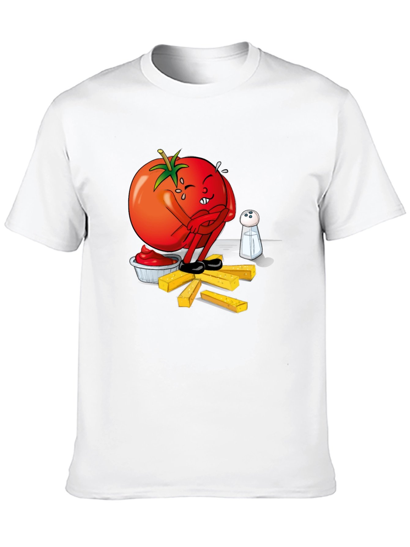 Funny Tomato Ketchup & Fries Black T-Shirt
