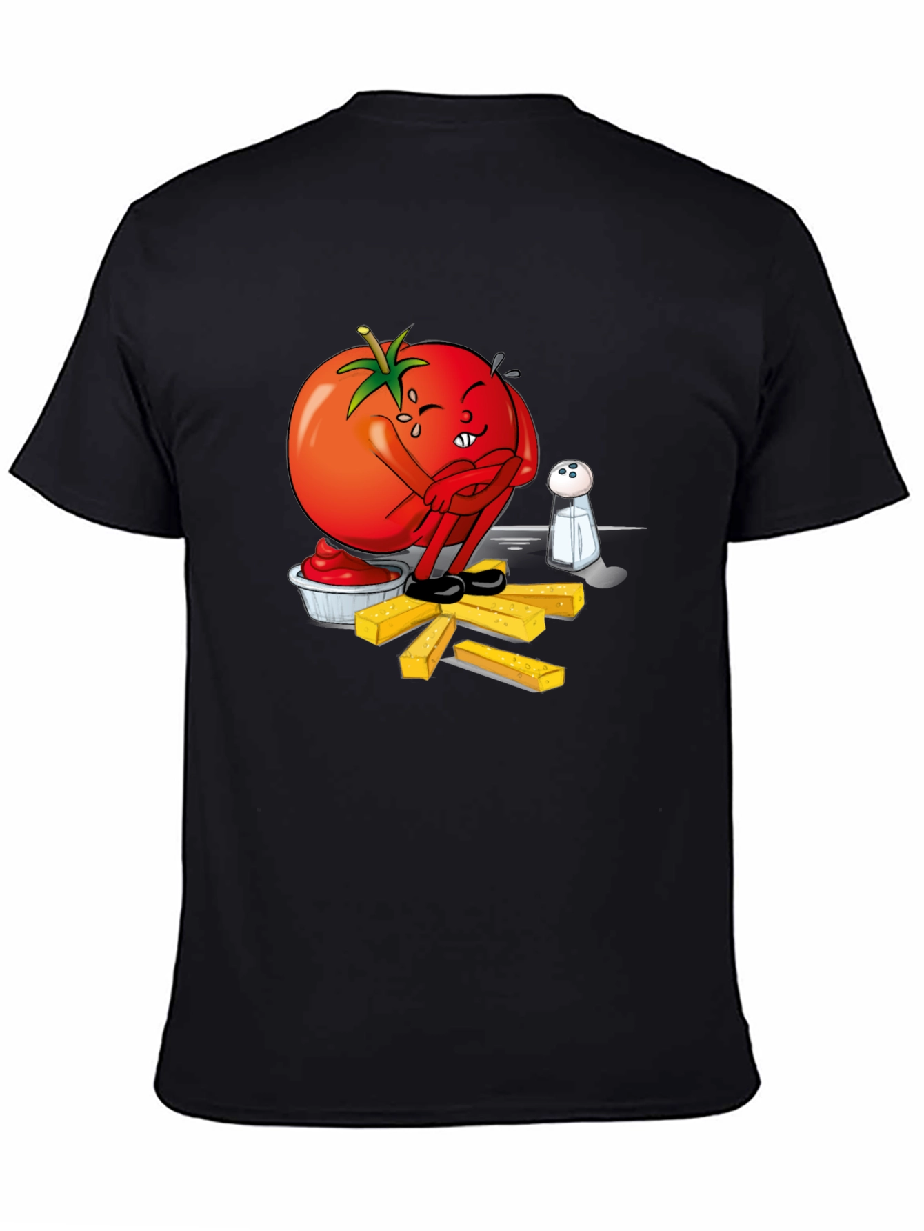 Funny Tomato Ketchup & Fries Black T-Shirt