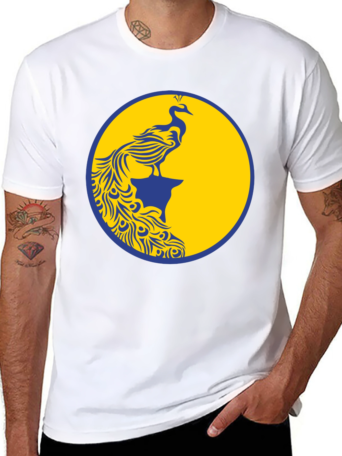 Peacock Graphic Tee - Stylish Mens Black T-Shirt