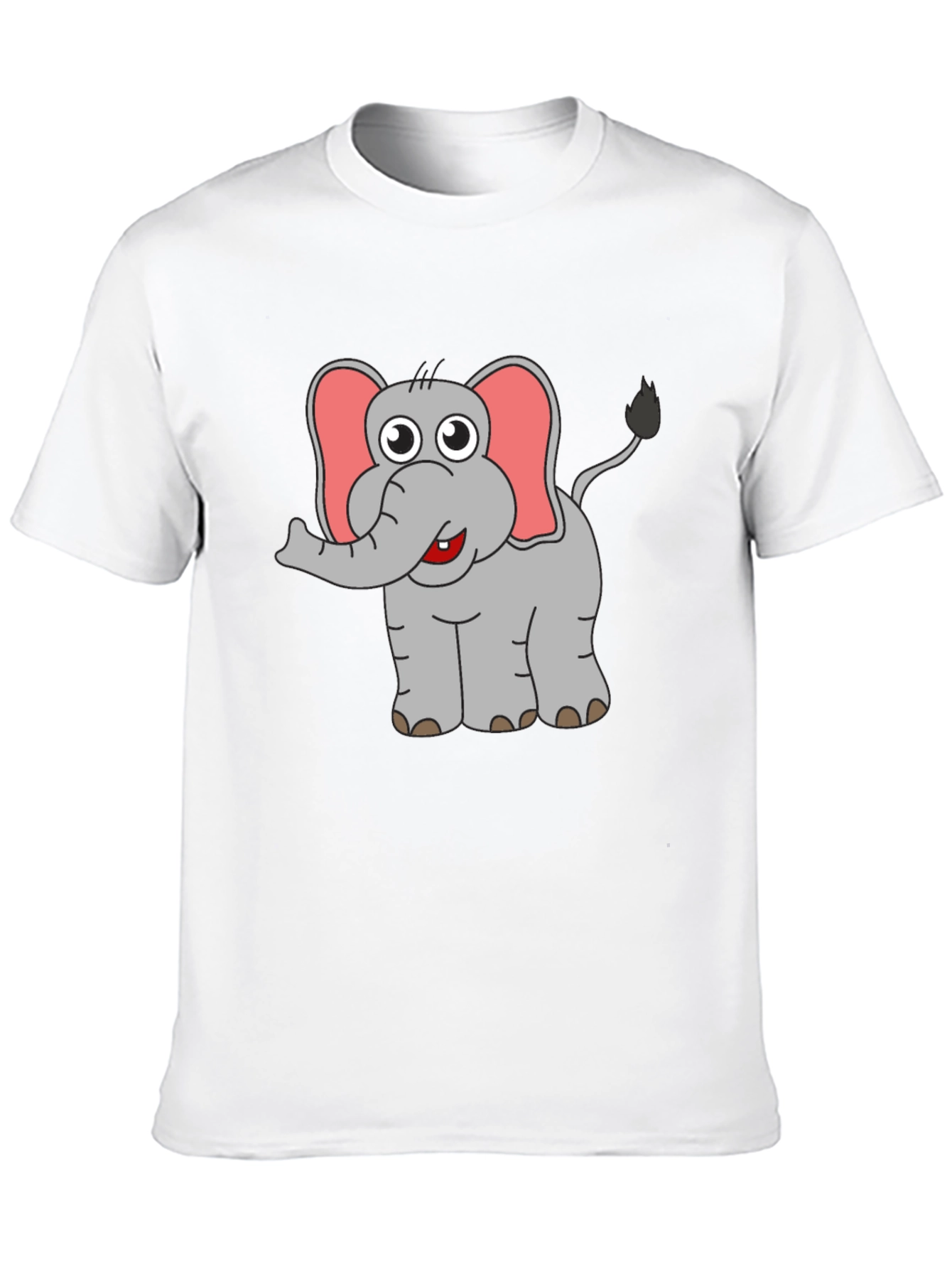 Elephant Cartoon Graphic Black T-Shirt