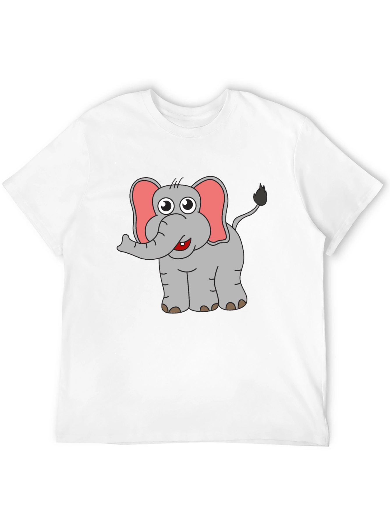 Elephant Cartoon Graphic Black T-Shirt