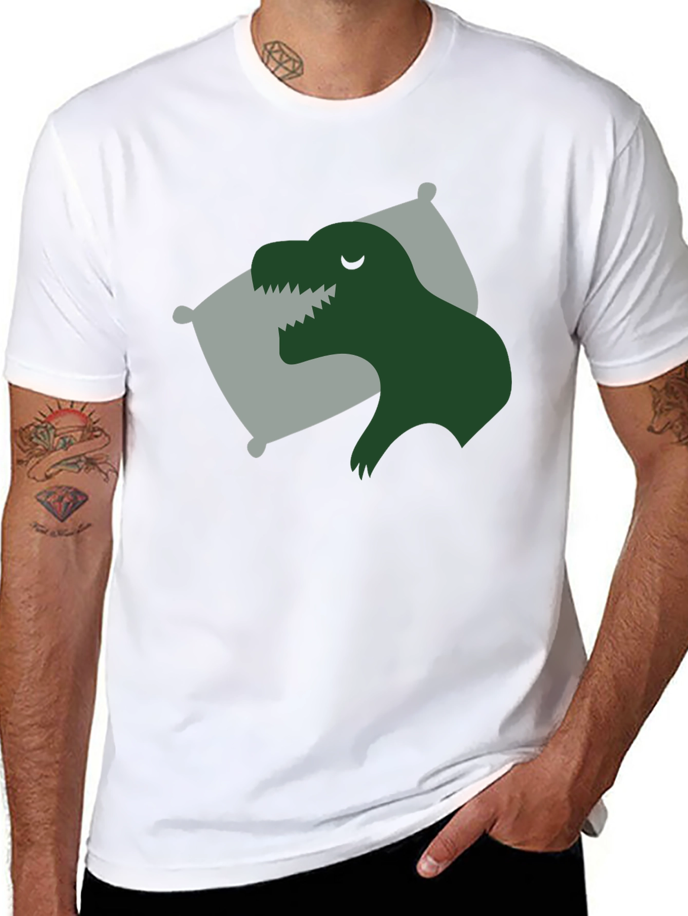 Sleeping Dino T-Shirt - Black Relaxed Fit