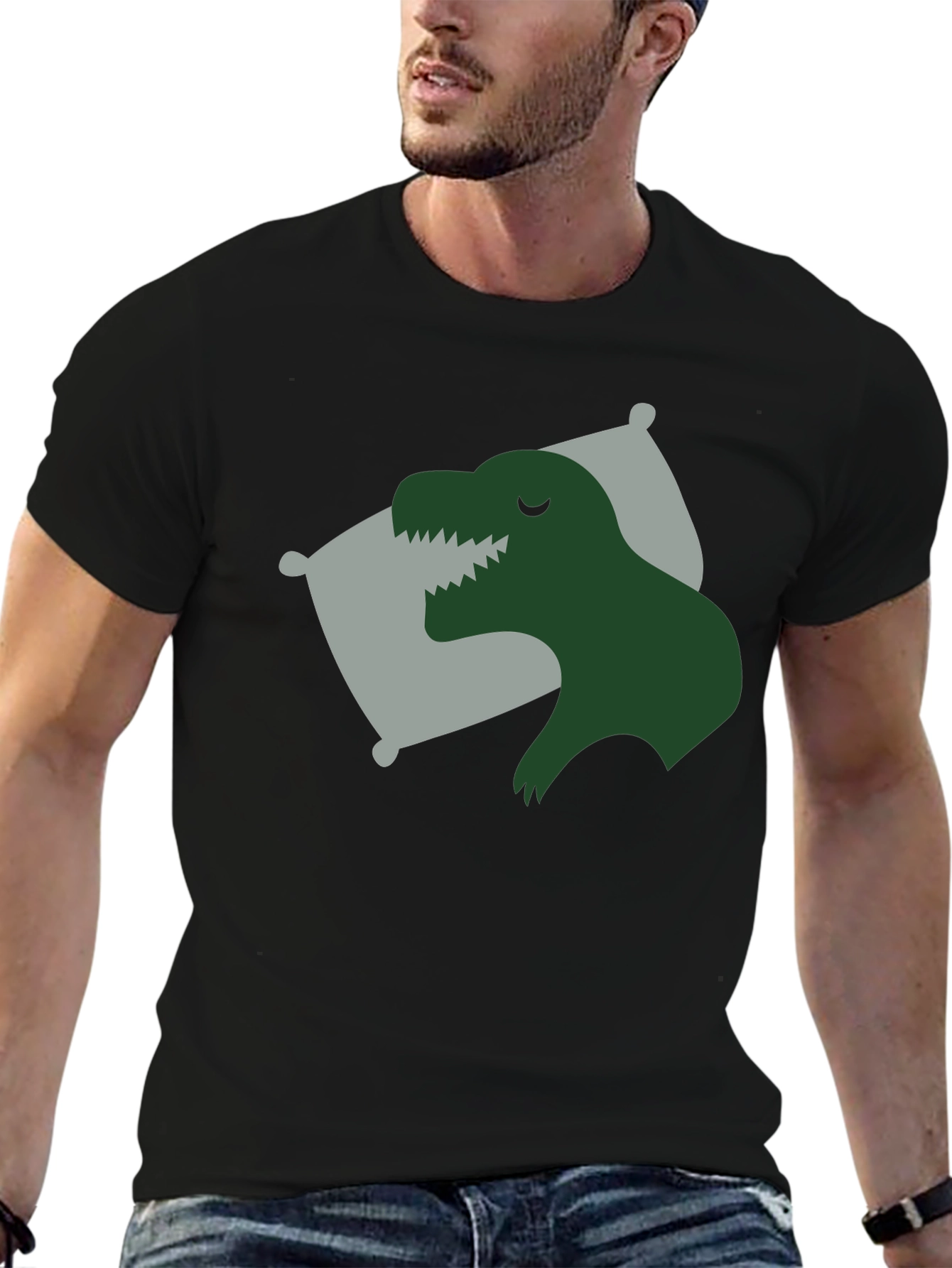 Sleeping Dino T-Shirt - Black Relaxed Fit