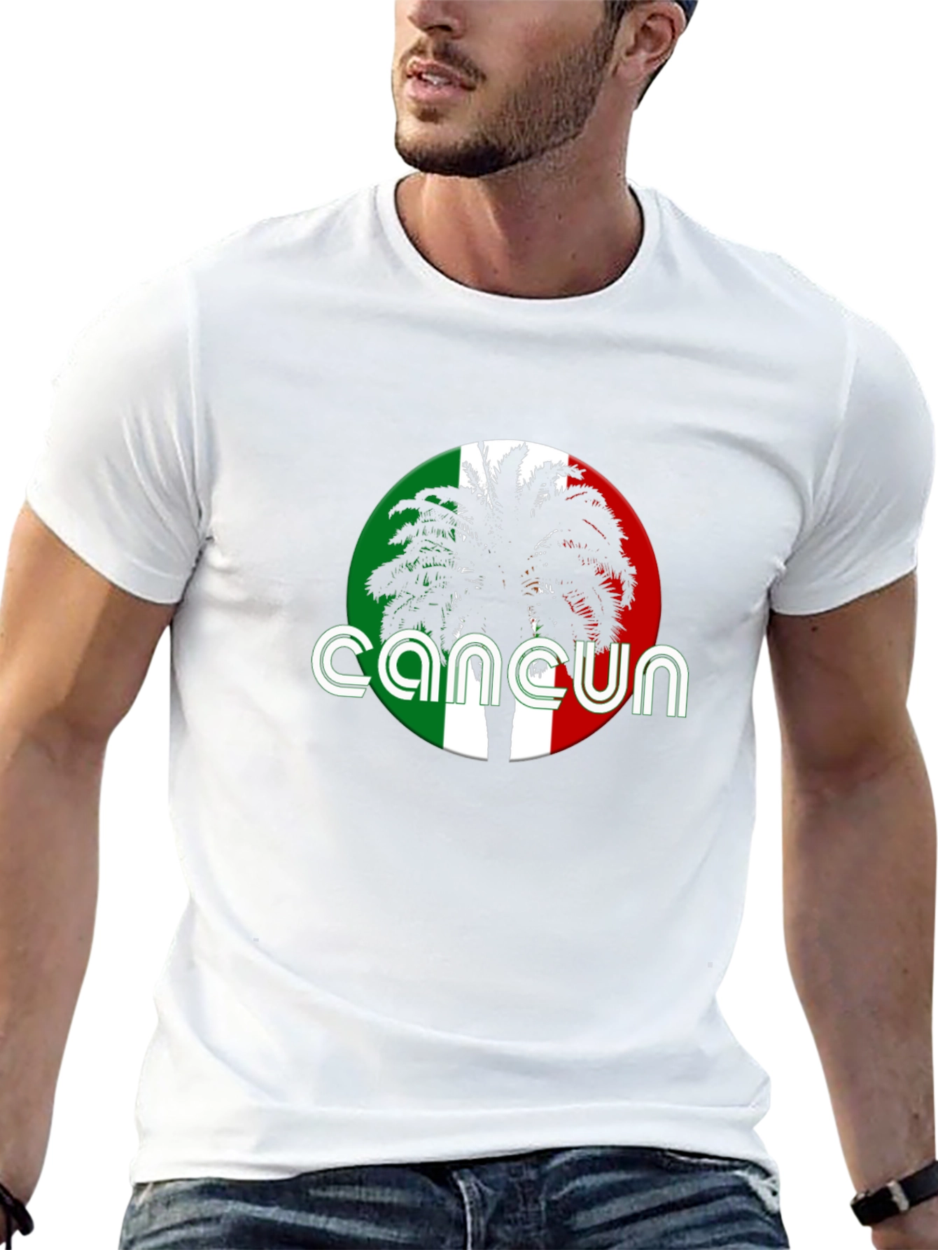 Cancun Palm Tree Graphic Black T-Shirt