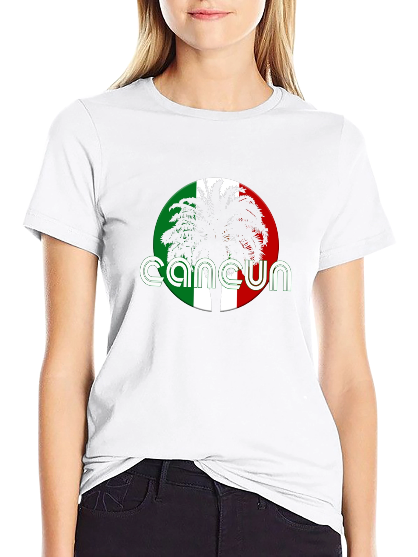 Cancun Palm Tree Graphic Black T-Shirt