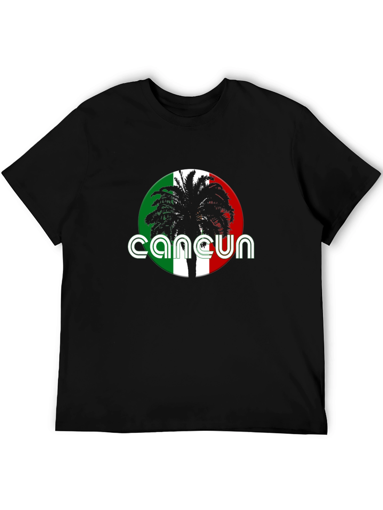 Cancun Palm Tree Graphic Black T-Shirt