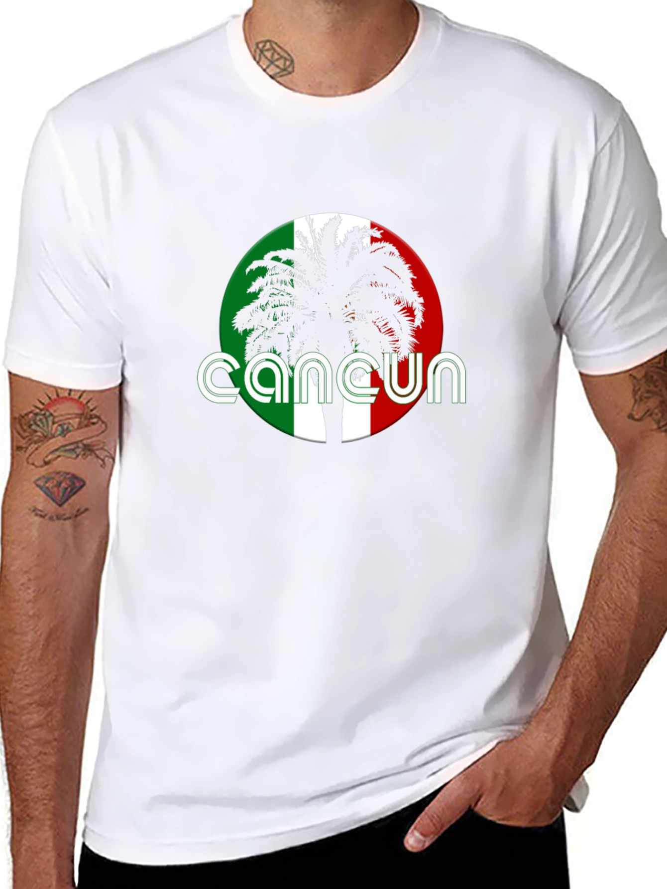 Cancun Palm Tree Graphic Black T-Shirt