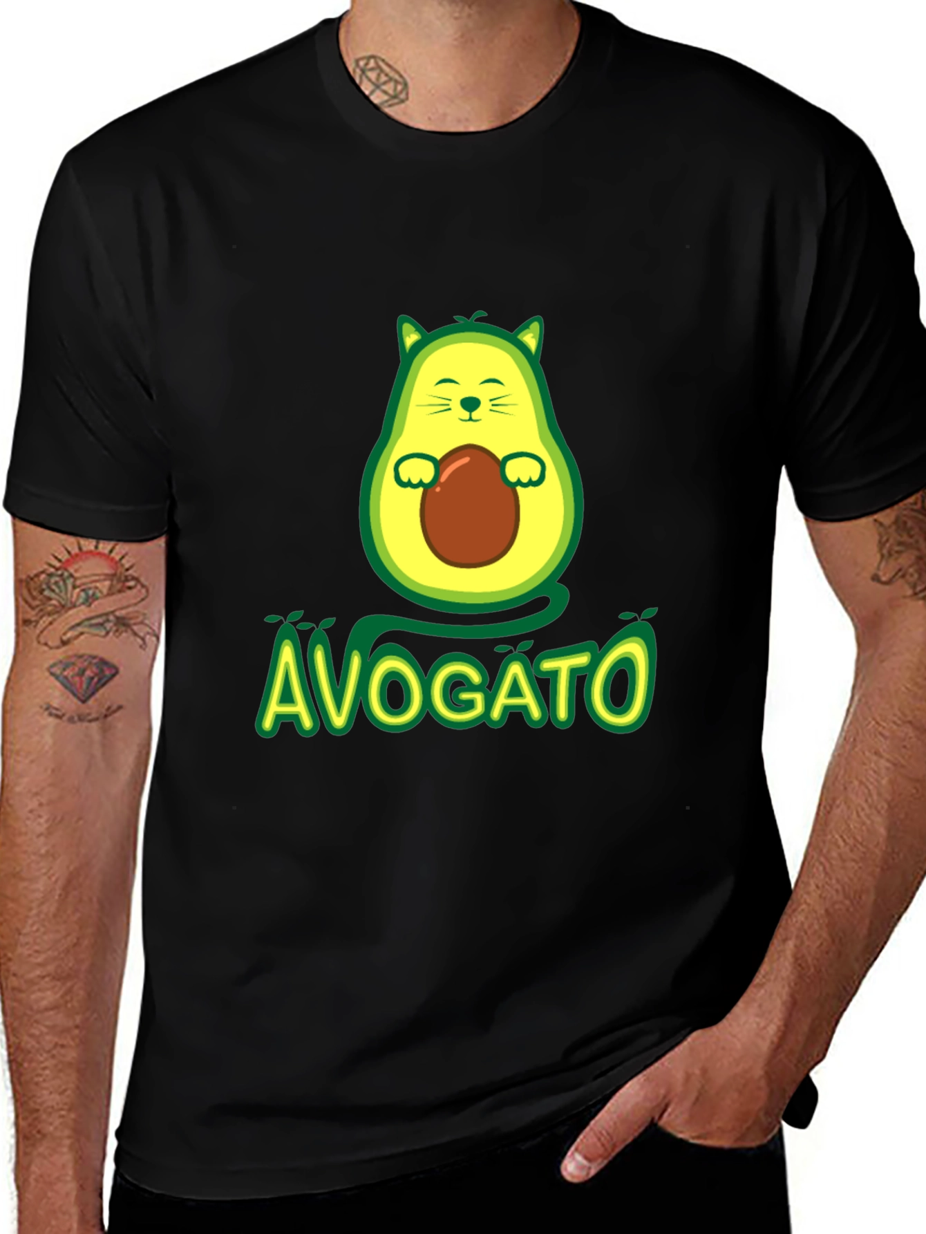 Avogato T-Shirt - Avocado Cat Graphic Tee
