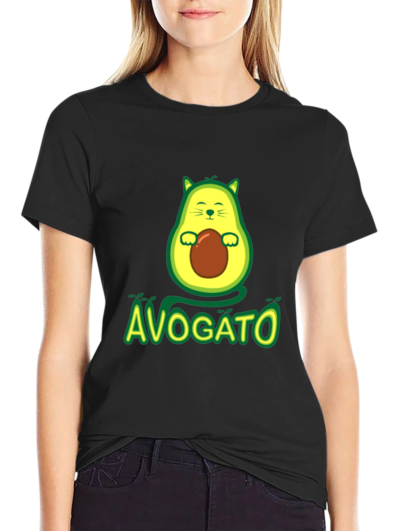 Avogato T-Shirt - Avocado Cat Graphic Tee