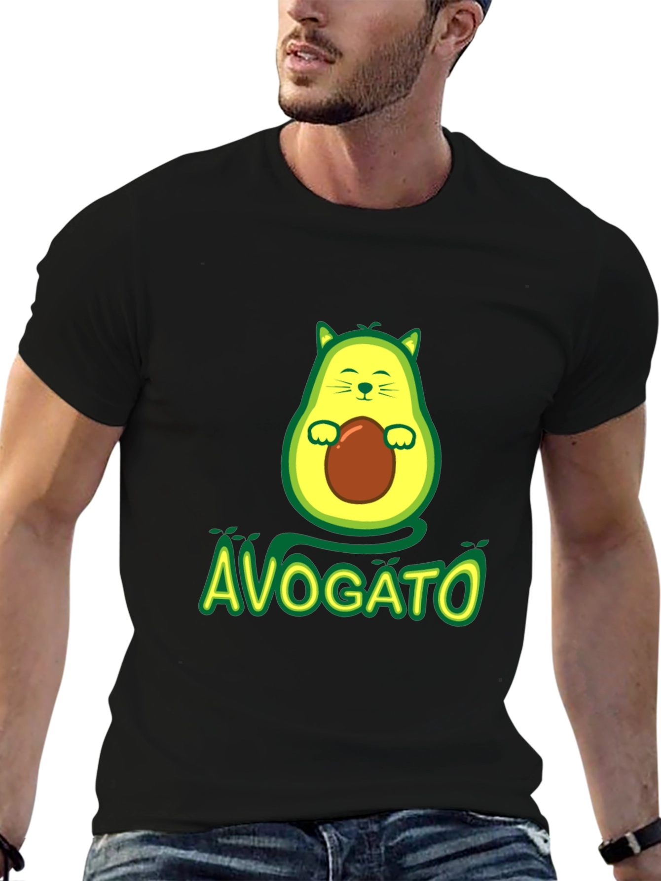 Avogato T-Shirt - Avocado Cat Graphic Tee
