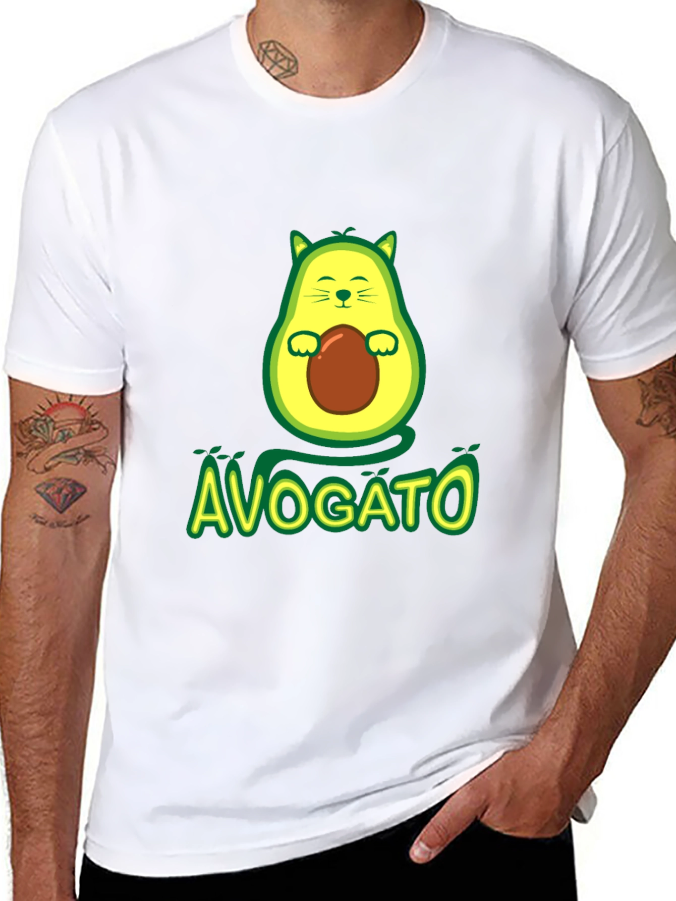 Avogato T-Shirt - Avocado Cat Graphic Tee
