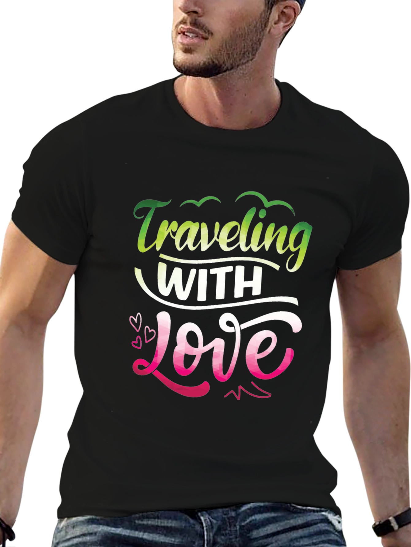 Traveling With Love Black Graphic Tee