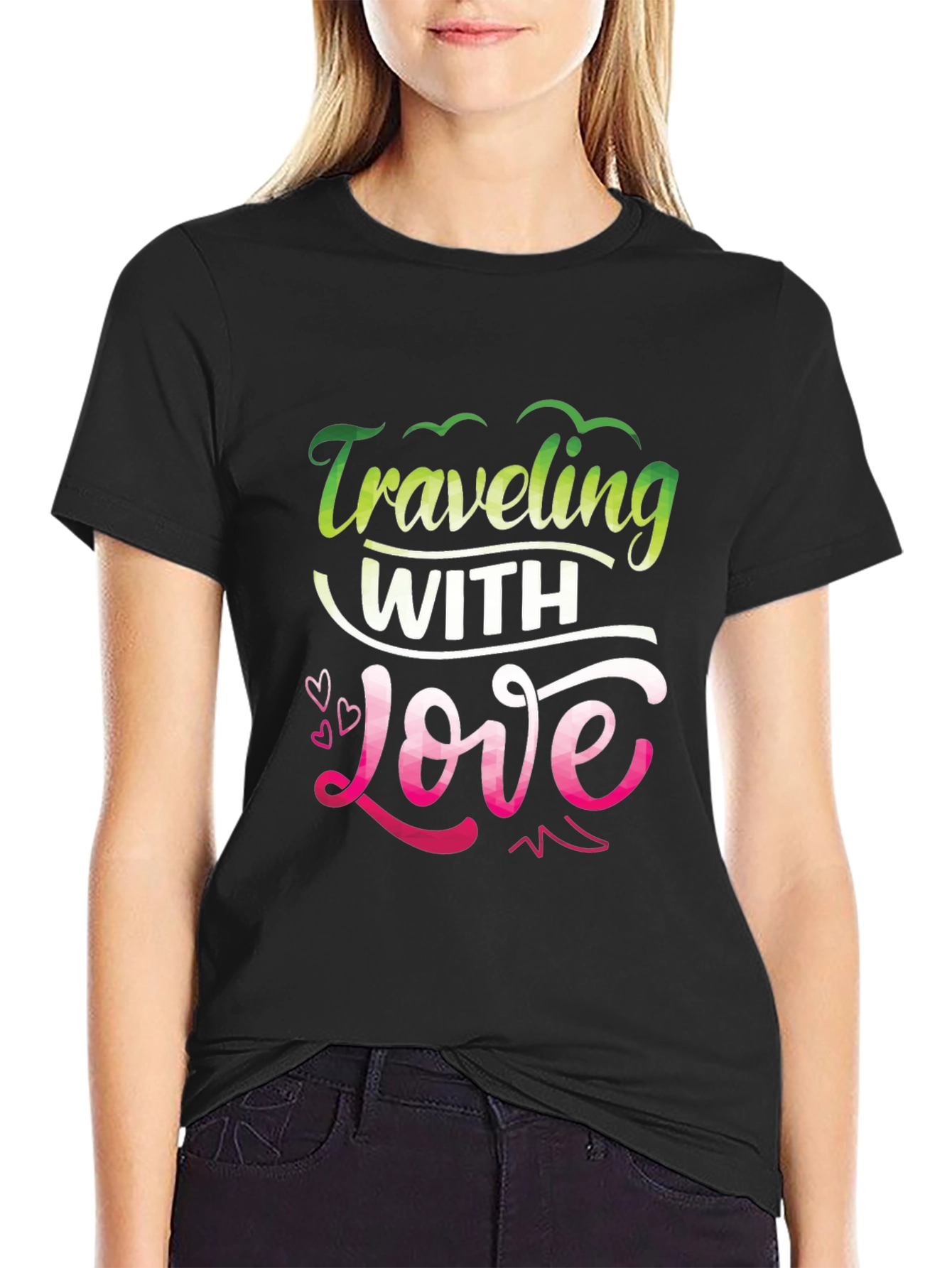 Traveling With Love Black Graphic Tee