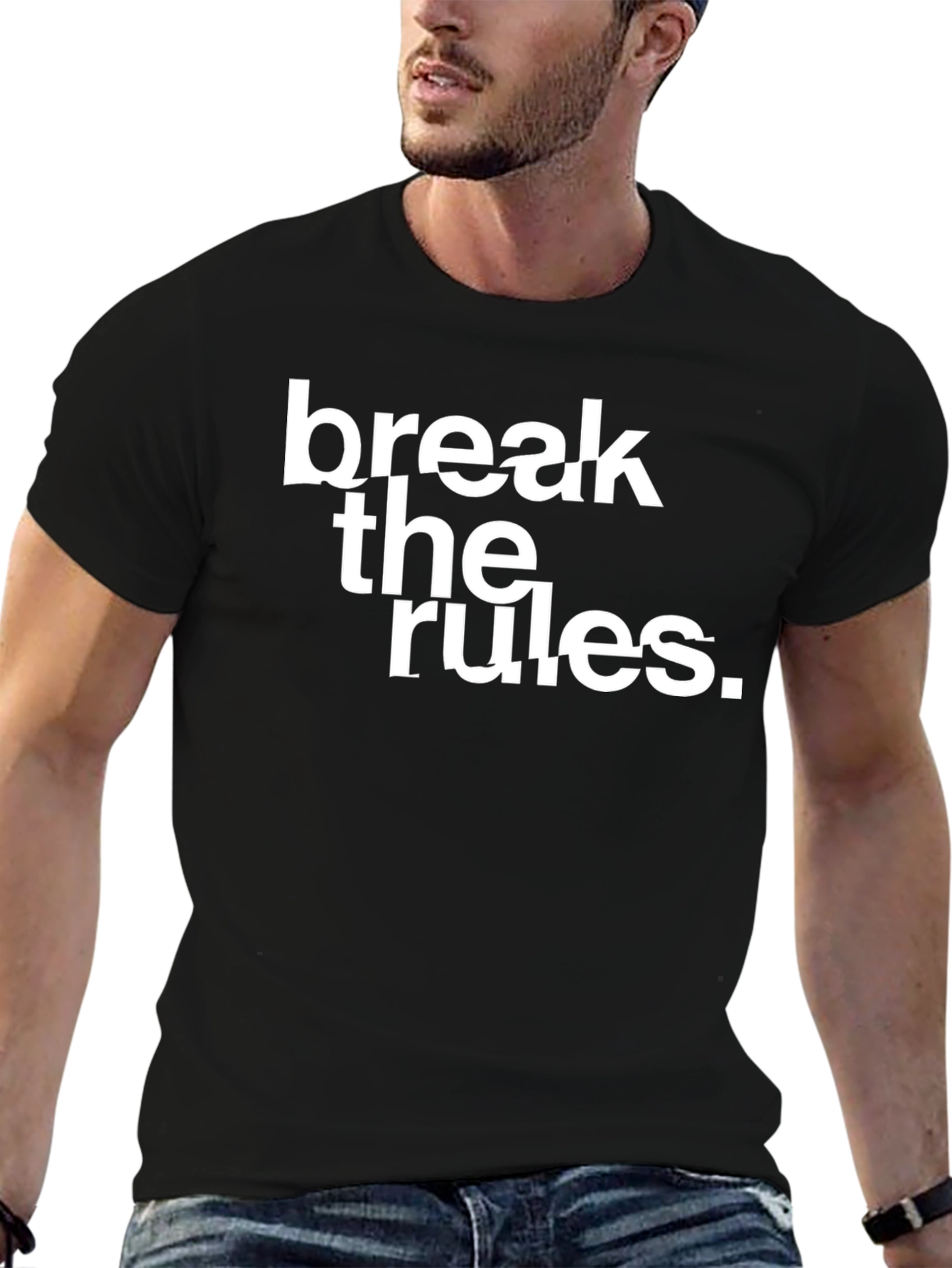Break the Rules Black Graphic T-Shirt