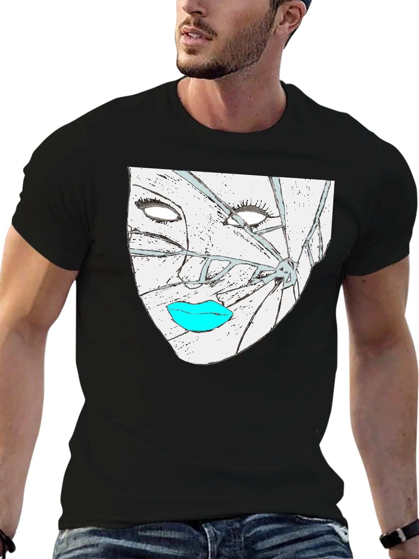 Shattered Face Graphic Tee - Modern Streetwear