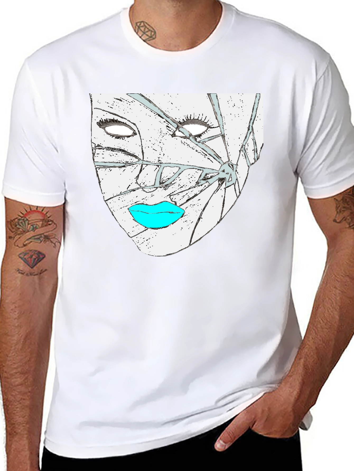 Shattered Face Graphic Tee - Modern Streetwear