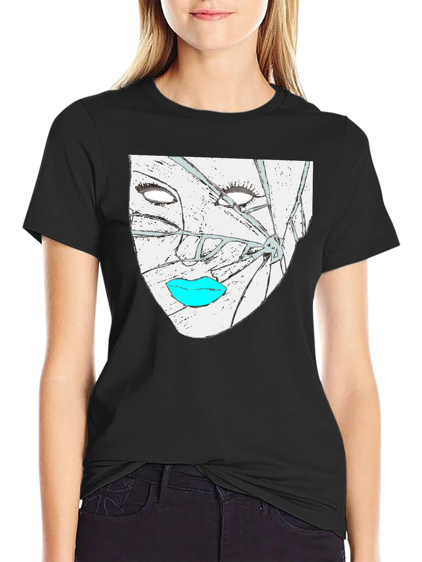 Shattered Face Graphic Tee - Modern Streetwear