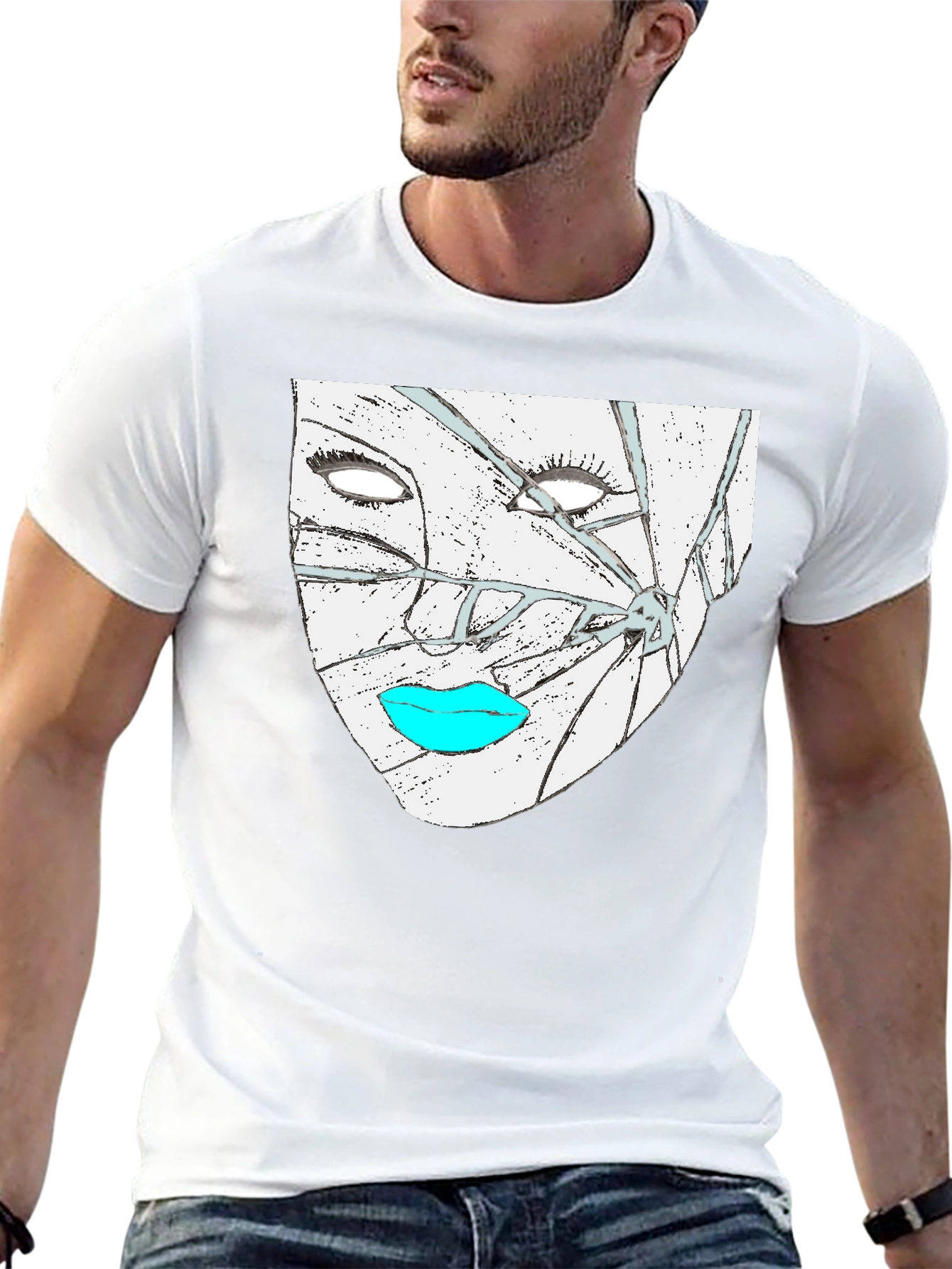 Shattered Face Graphic Tee - Modern Streetwear