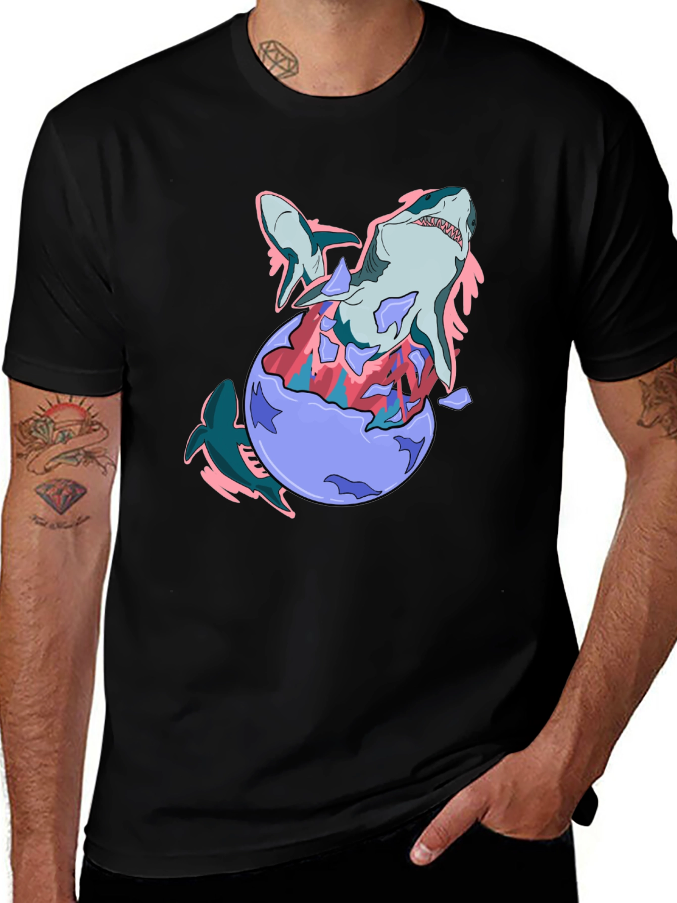 Shark Egg T-Shirt - Black Cotton Tee