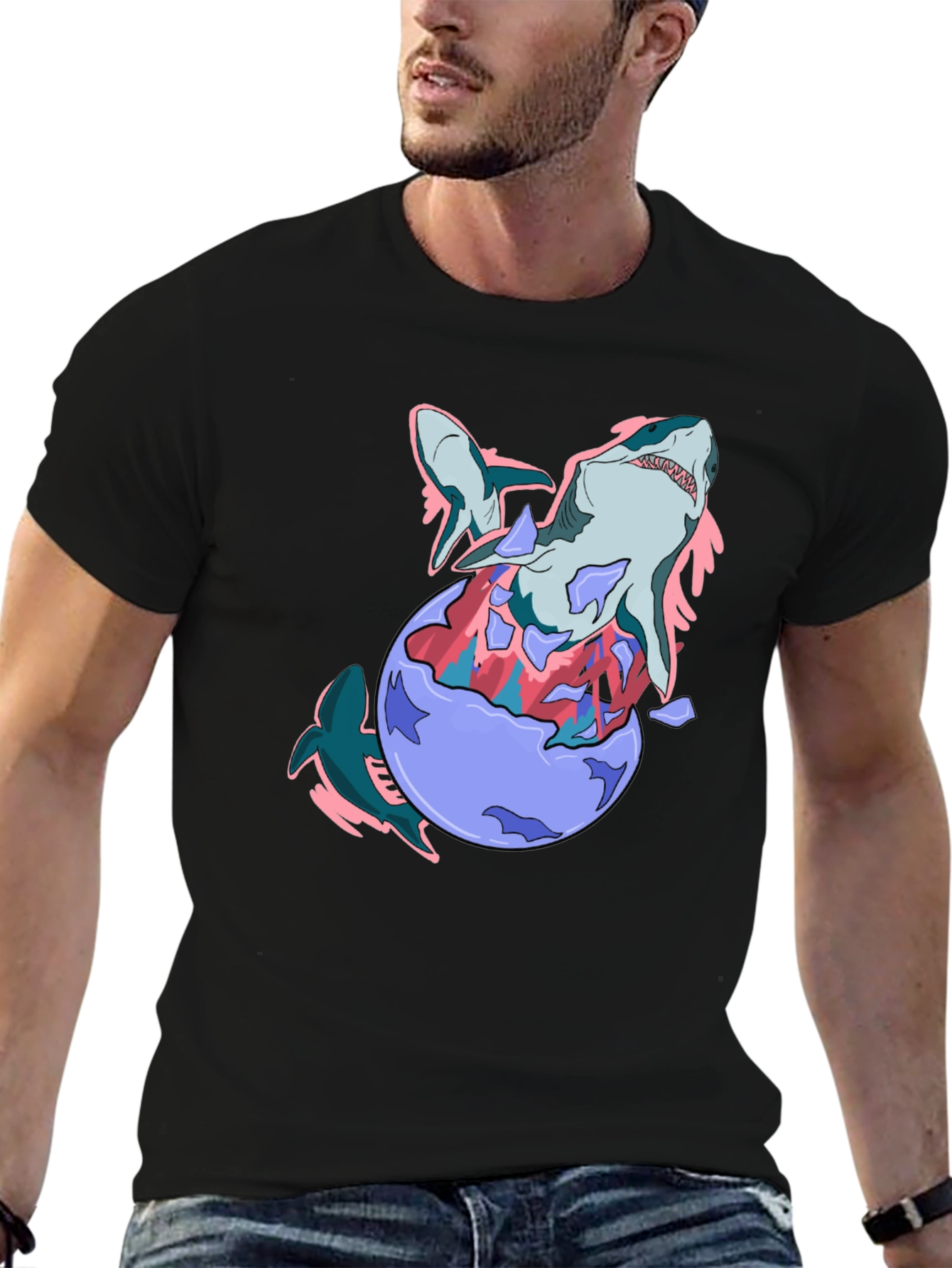 Shark Egg T-Shirt - Black Cotton Tee