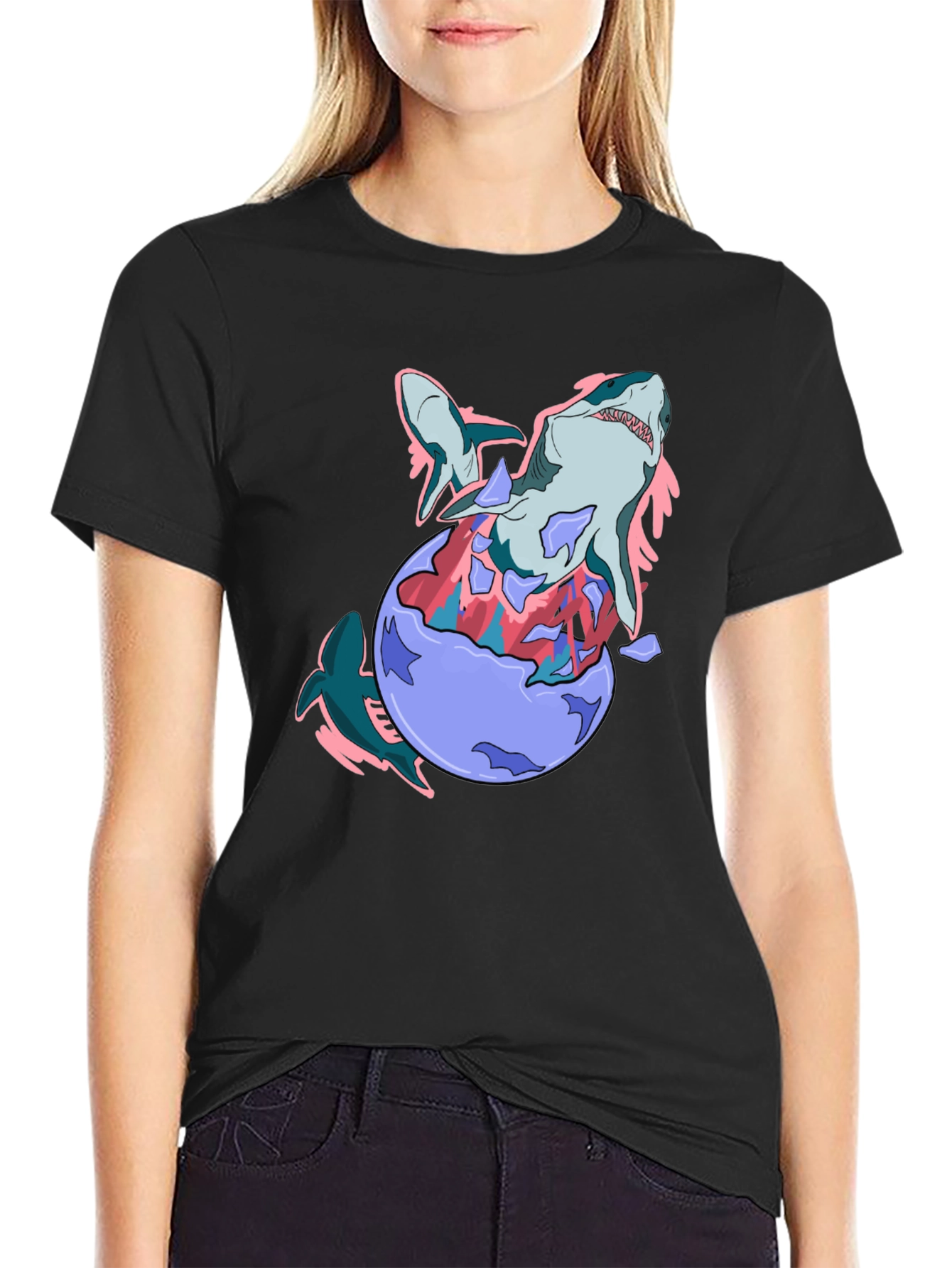 Shark Egg T-Shirt - Black Cotton Tee