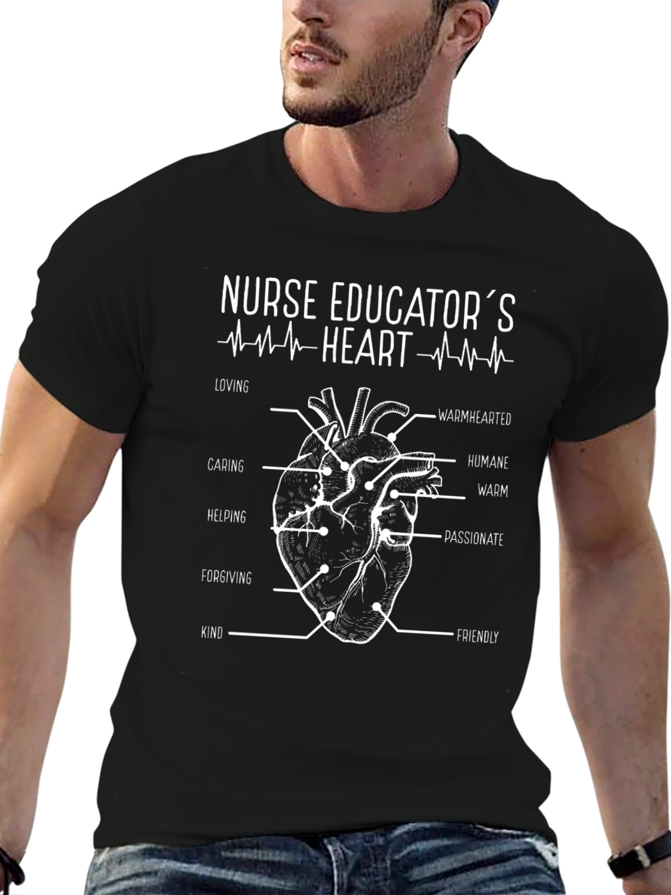 Nurse Educator Heart T-Shirt - Black