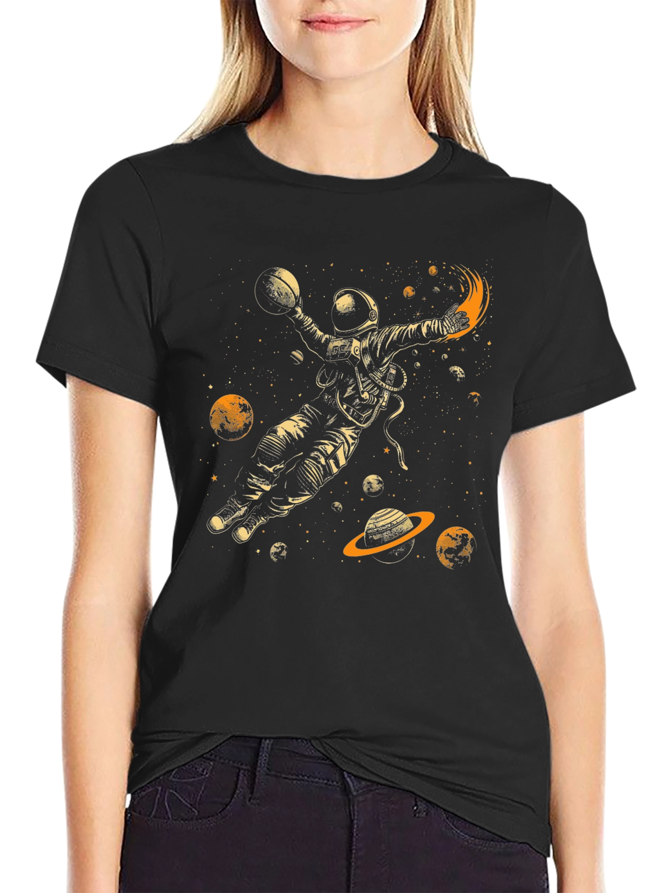 Astronaut Dunking Black T-Shirt
