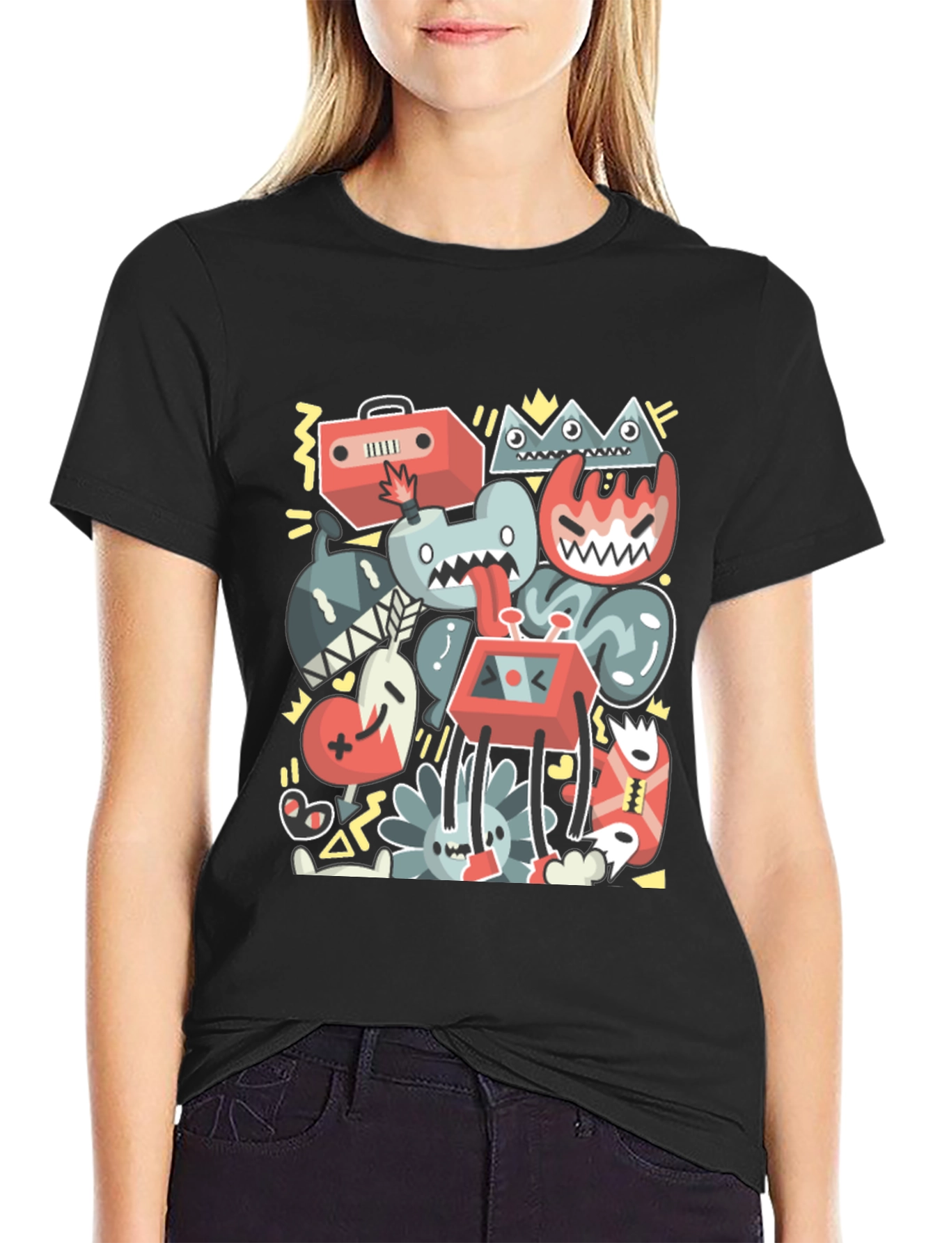 Funky Doodle Art T-Shirt - Black Cotton Tee