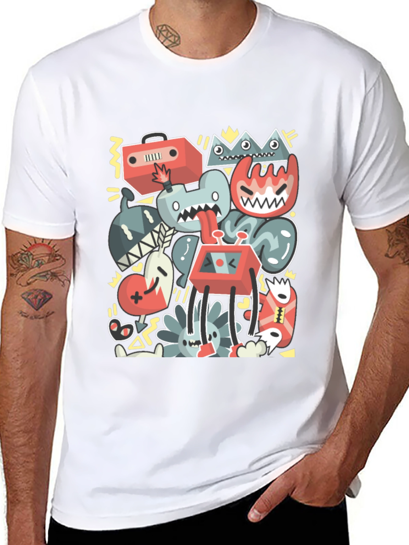 Funky Doodle Art T-Shirt - Black Cotton Tee