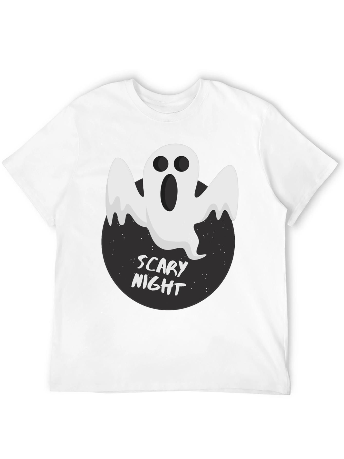 Scary Night Ghost Graphic Tee - Black