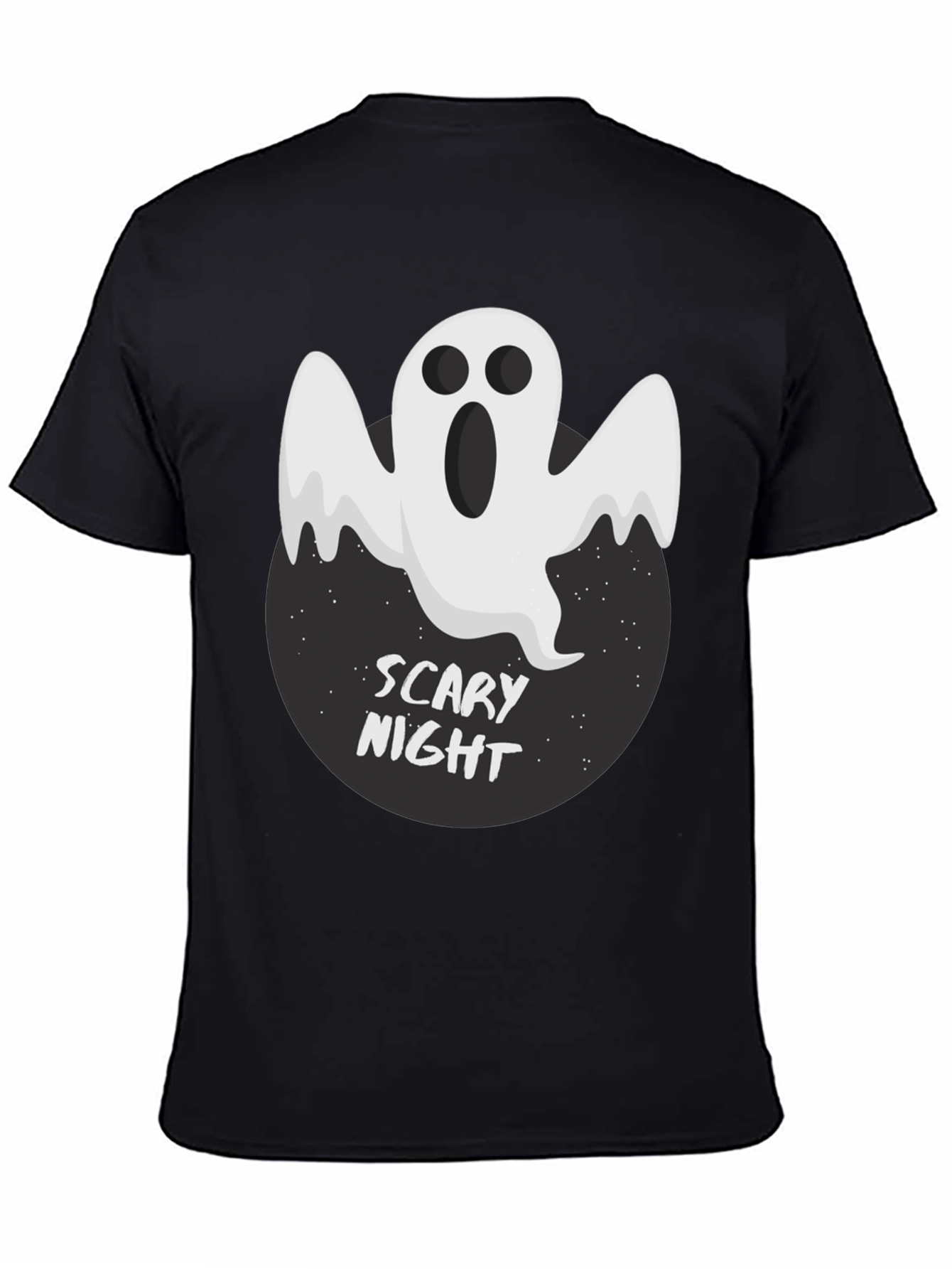 Scary Night Ghost Graphic Tee - Black