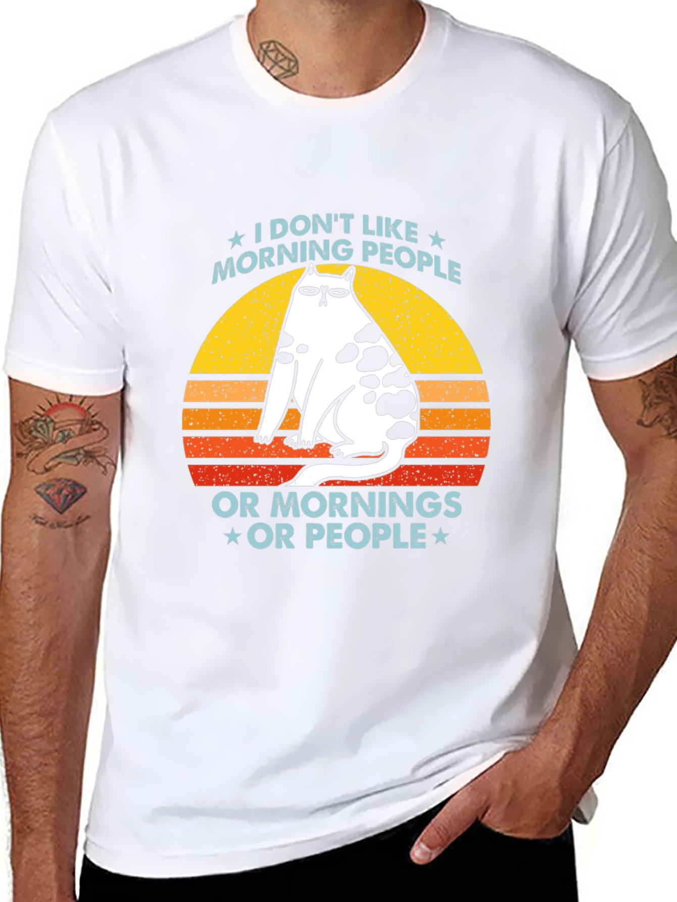 Funny Cat Morning People Graphic Tee