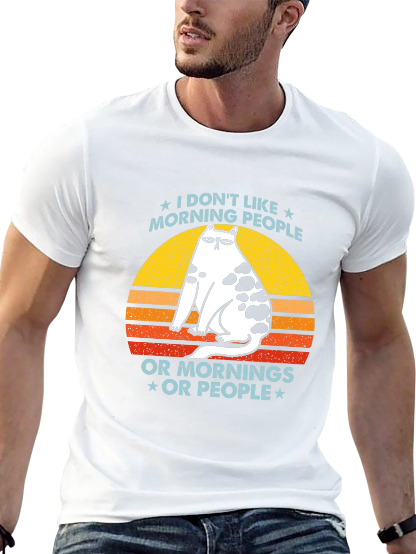 Funny Cat Morning People Graphic Tee