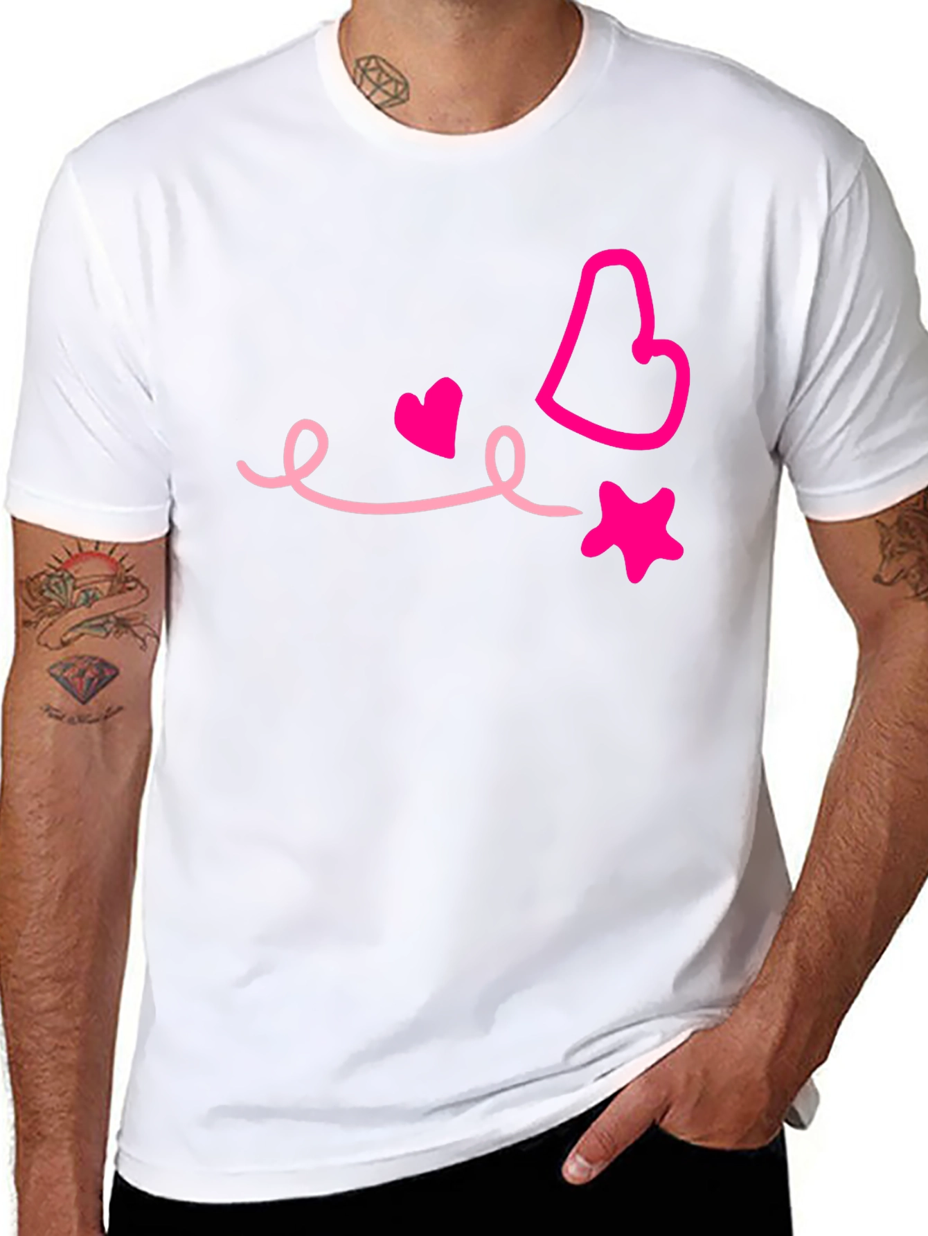 Heart & Star Graphic Black Tee