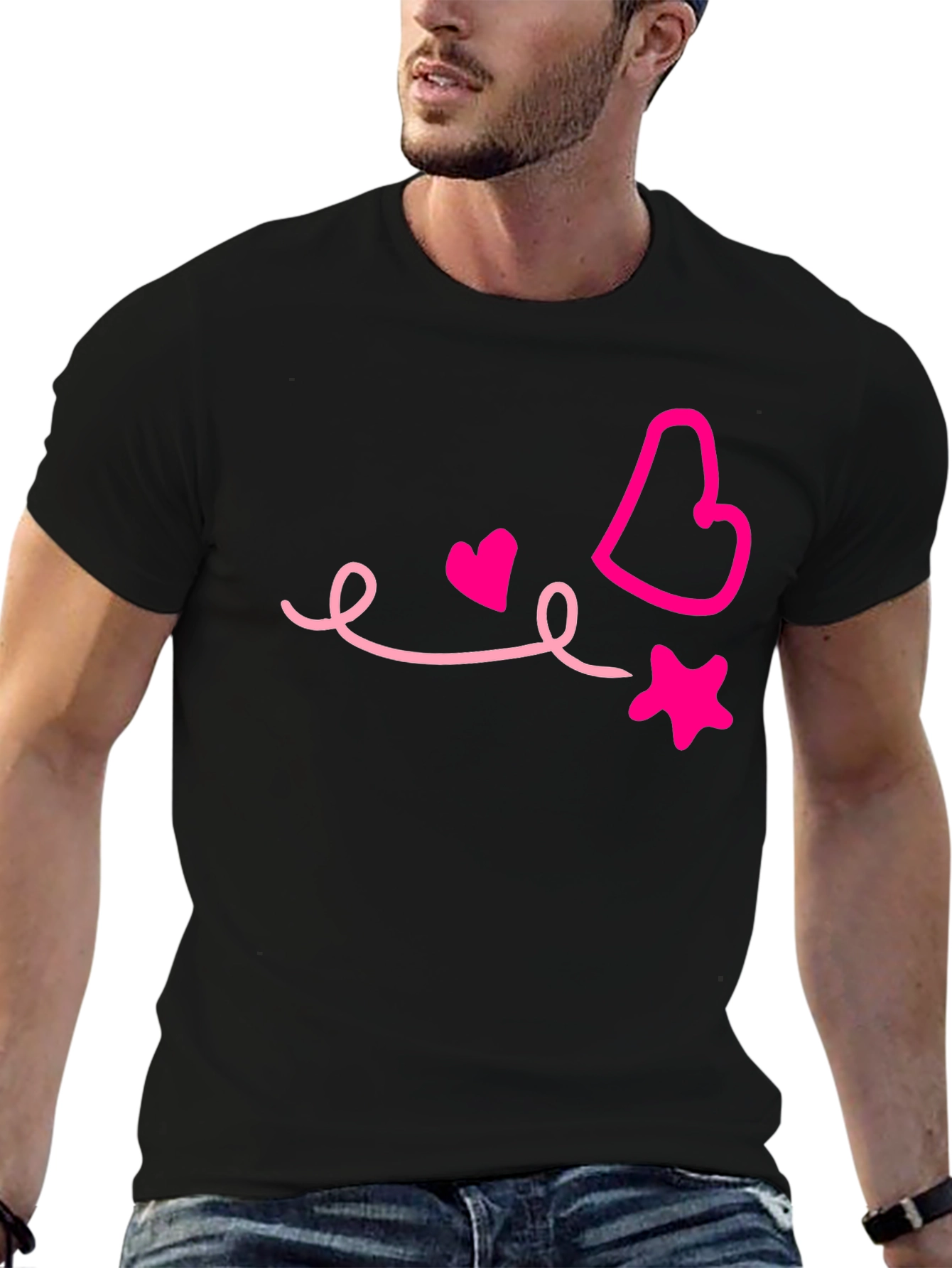 Heart & Star Graphic Black Tee