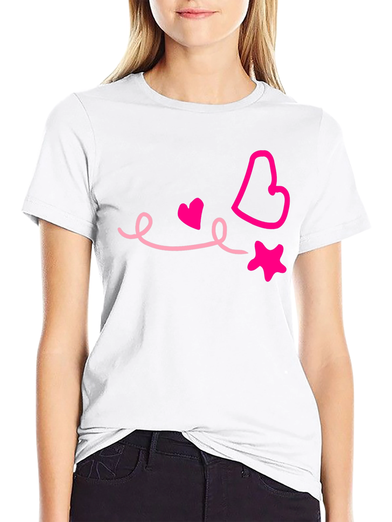 Heart & Star Graphic Black Tee