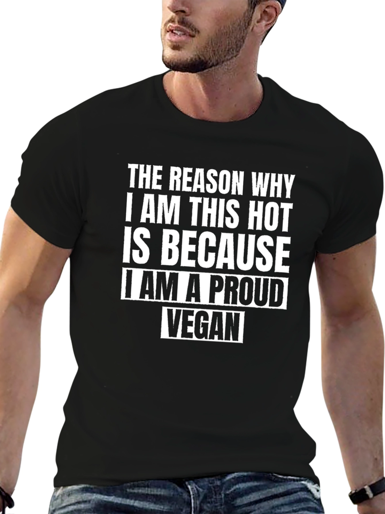 Proud Vegan Graphic Tee - Black Crew Neck T-Shirt