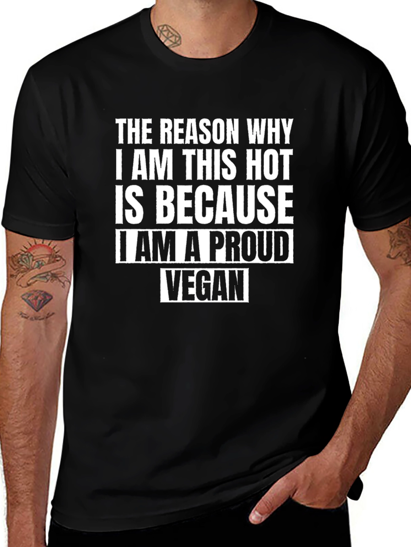 Proud Vegan Graphic Tee - Black Crew Neck T-Shirt