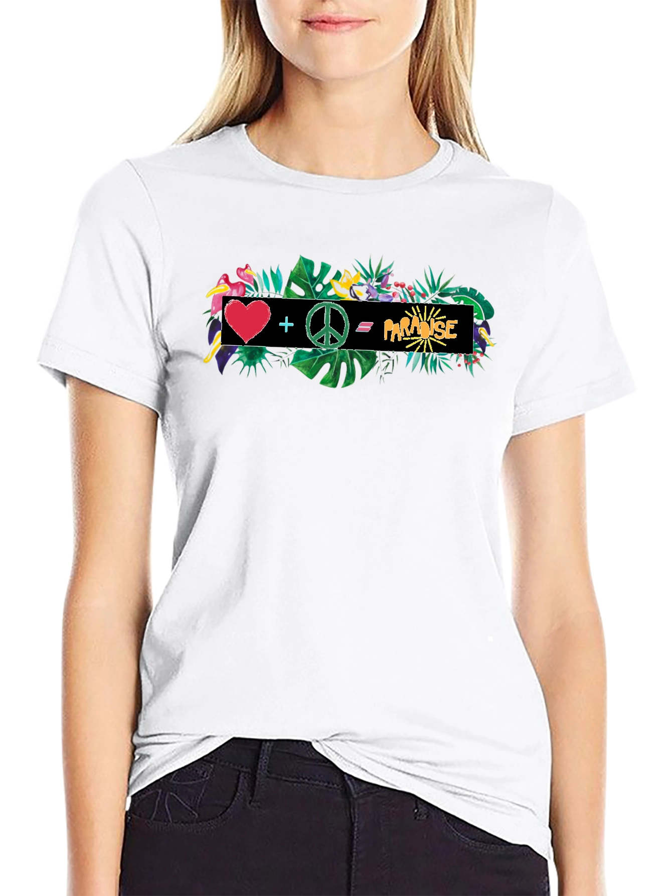 Tropical Paradise Graphic Tee - Heart Peace Vacation Vibes
