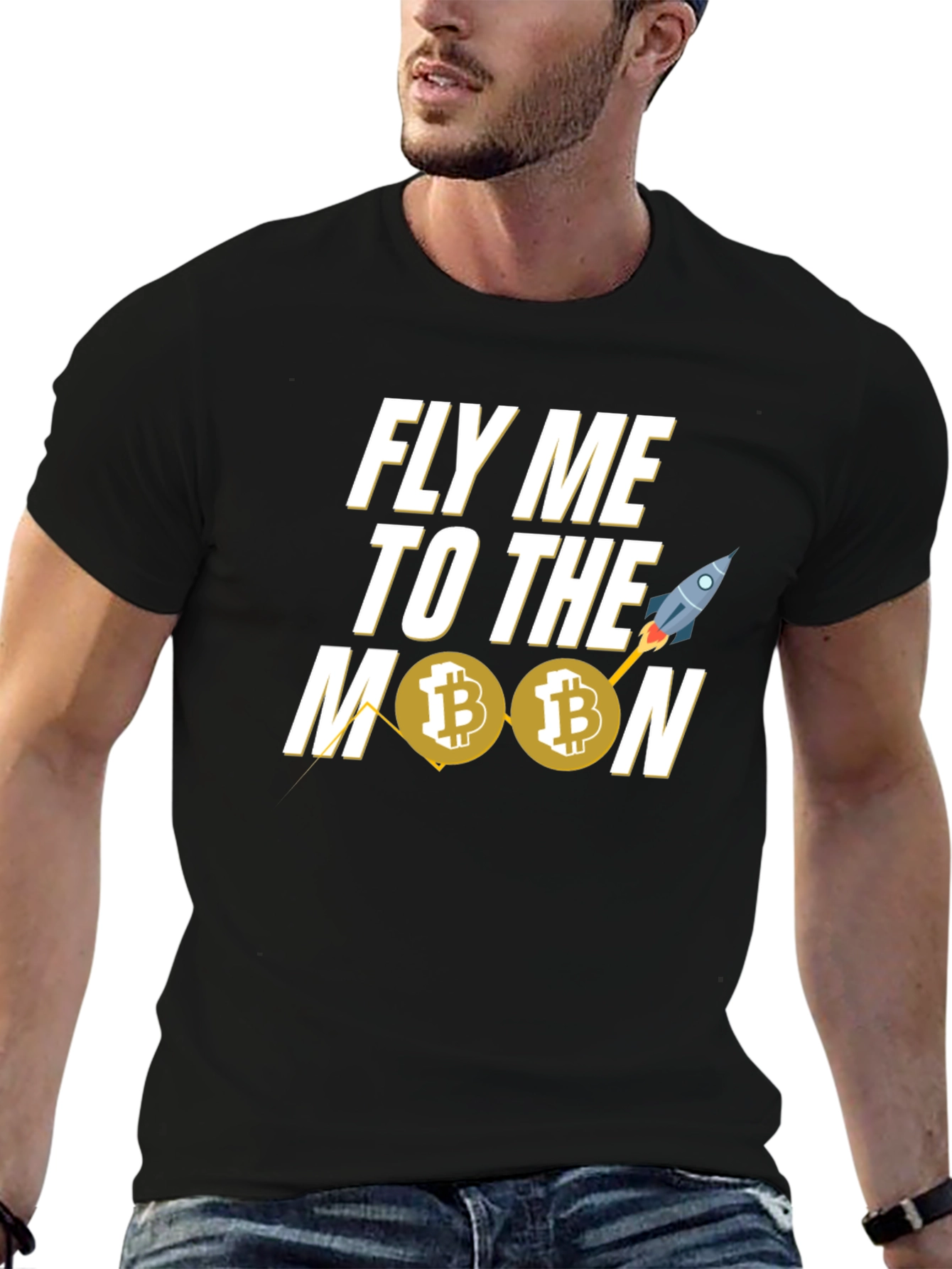 Fly Me To The Moon Bitcoin Black T-Shirt
