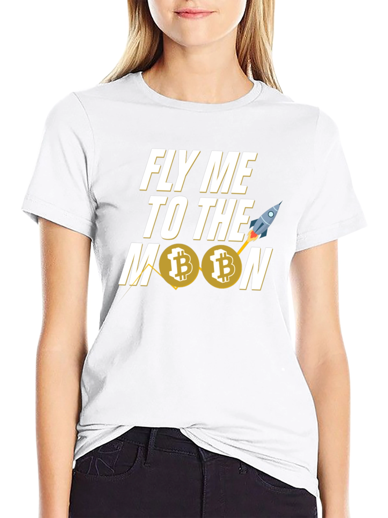 Fly Me To The Moon Bitcoin Black T-Shirt
