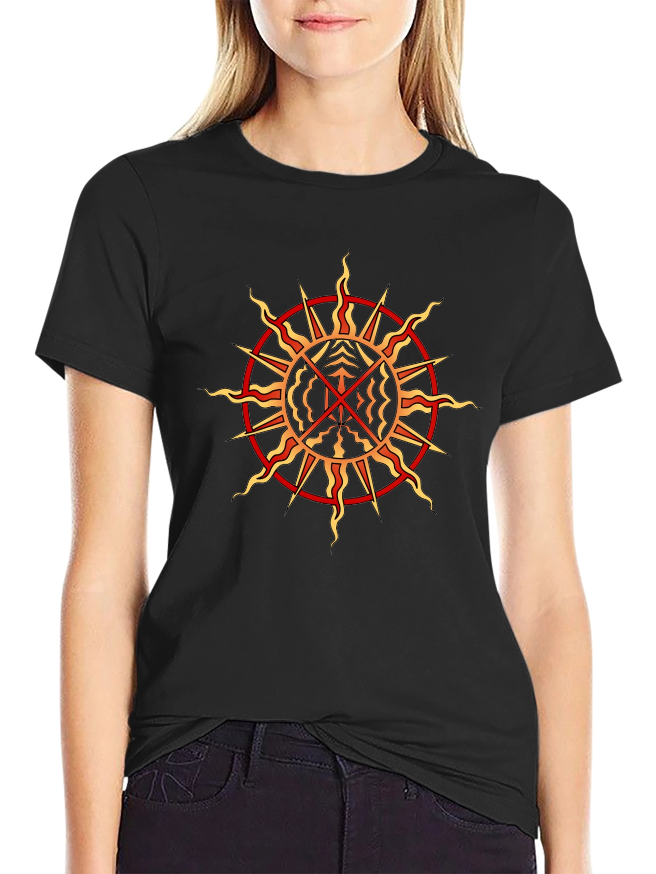 Mystic Sun Graphic Tee - Black Crew Neck T-Shirt