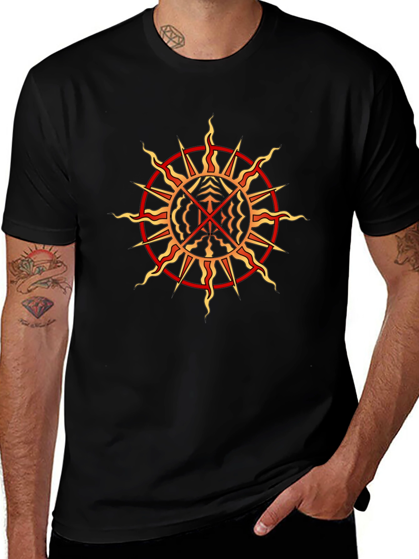 Mystic Sun Graphic Tee - Black Crew Neck T-Shirt
