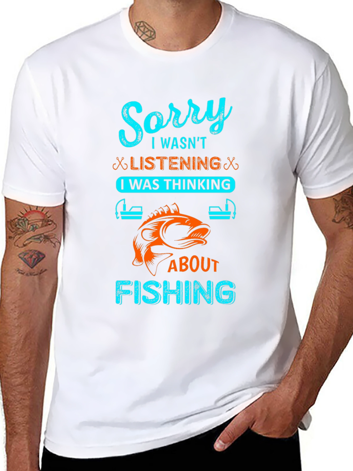 Fishing Graphic Tee - Sorry Thinking About Fishing
