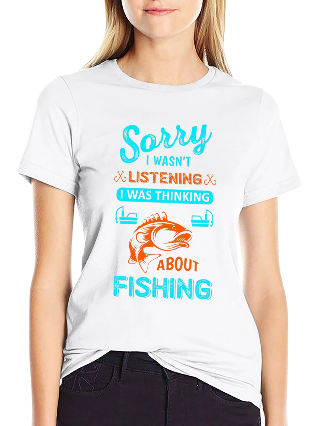 Fishing Graphic Tee - Sorry Thinking About Fishing