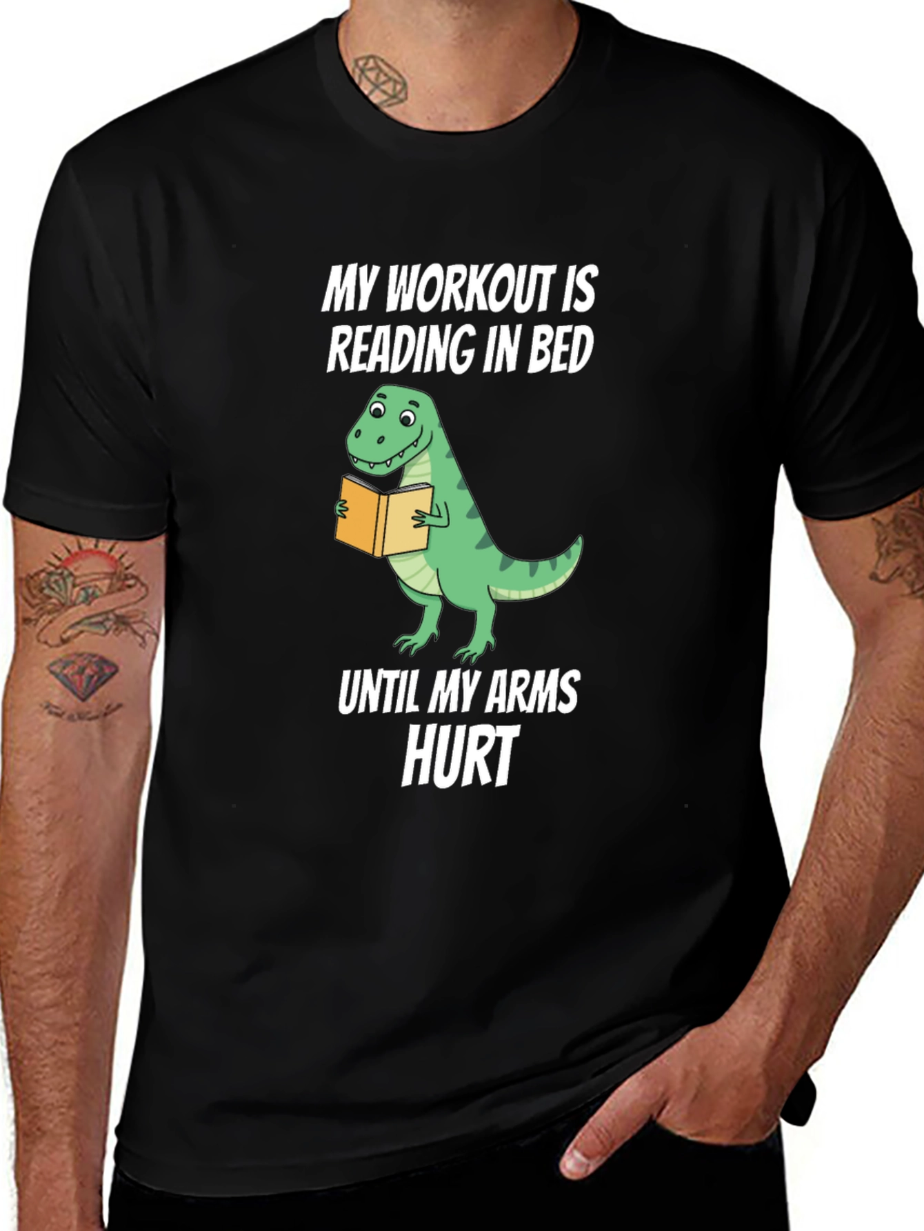 Reading Dinosaur T-Shirt: Funny Workout Tee