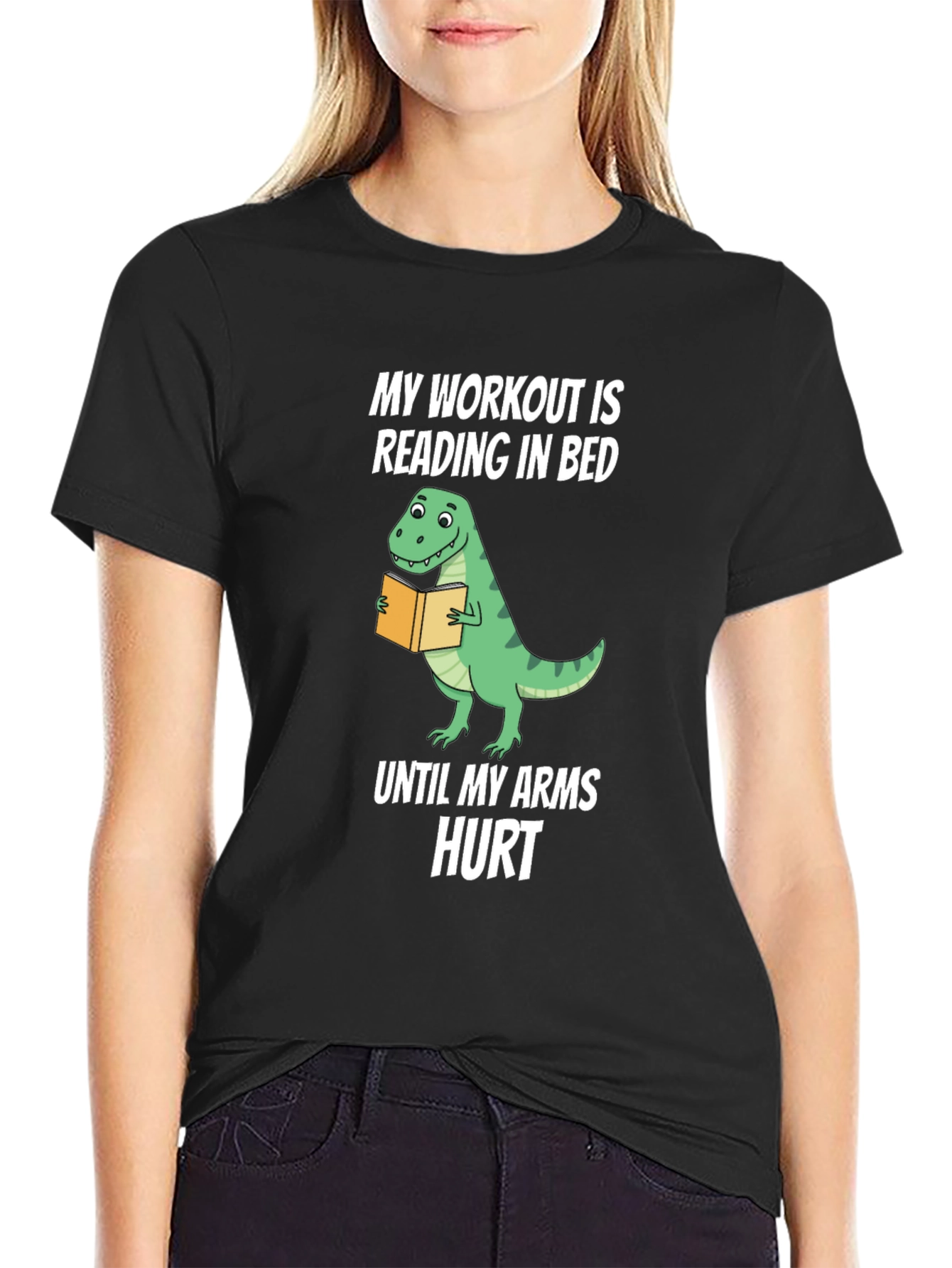 Reading Dinosaur T-Shirt: Funny Workout Tee