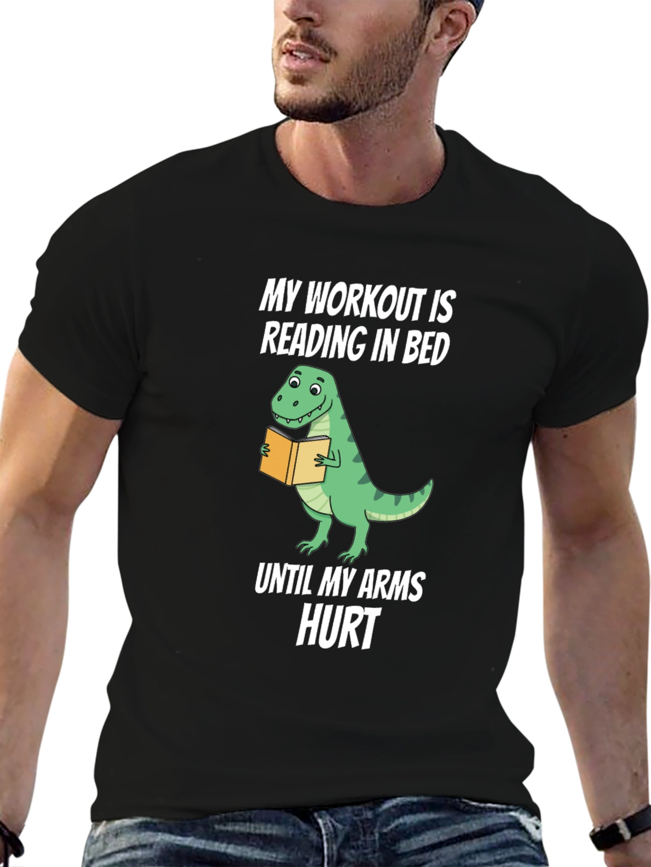 Reading Dinosaur T-Shirt: Funny Workout Tee