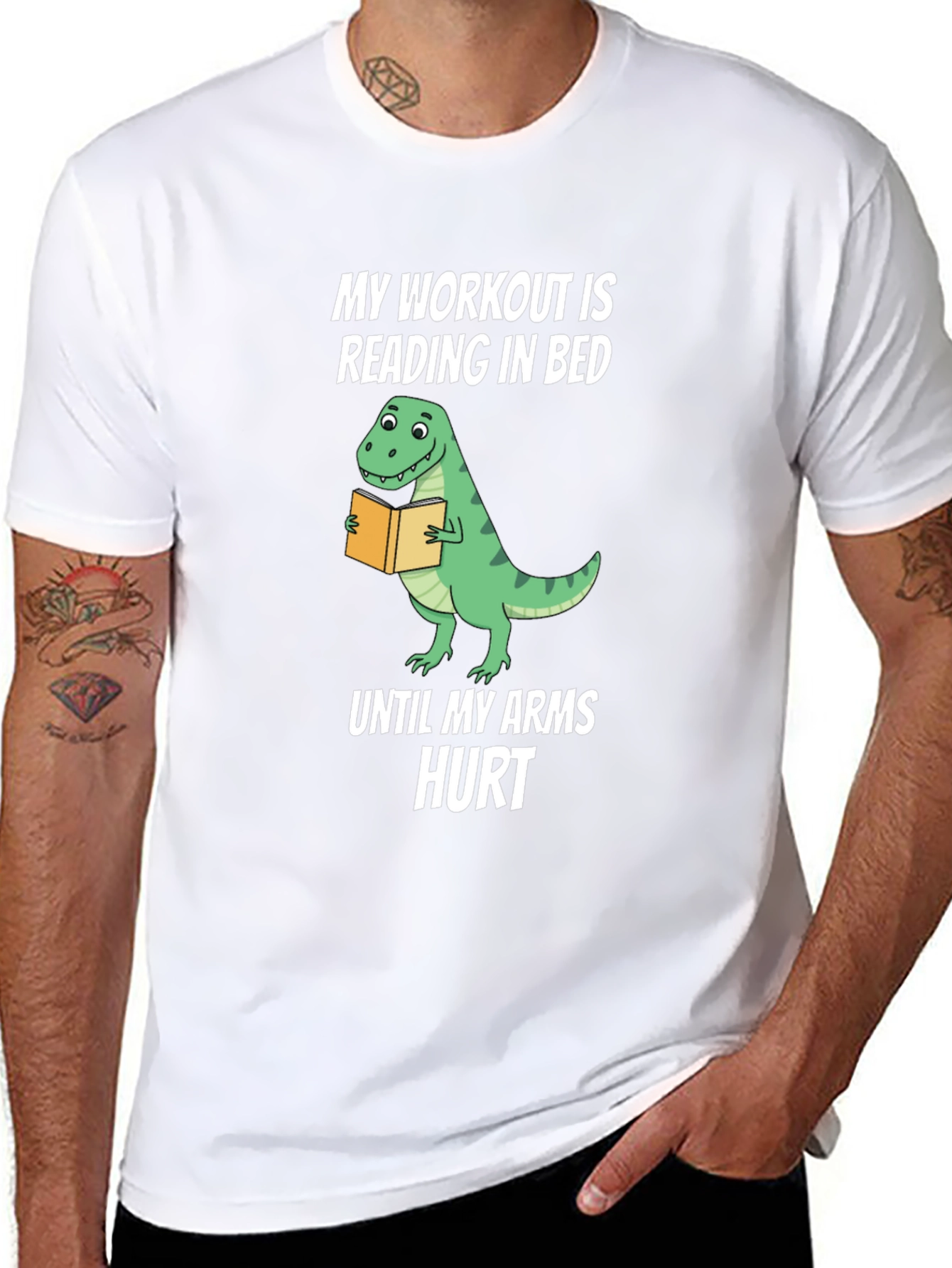 Reading Dinosaur T-Shirt: Funny Workout Tee