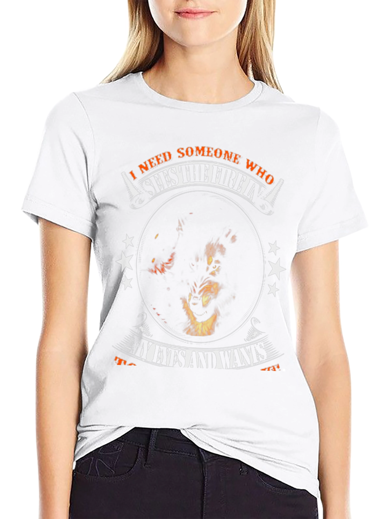 Fiery Wolf Graphic Print Tee